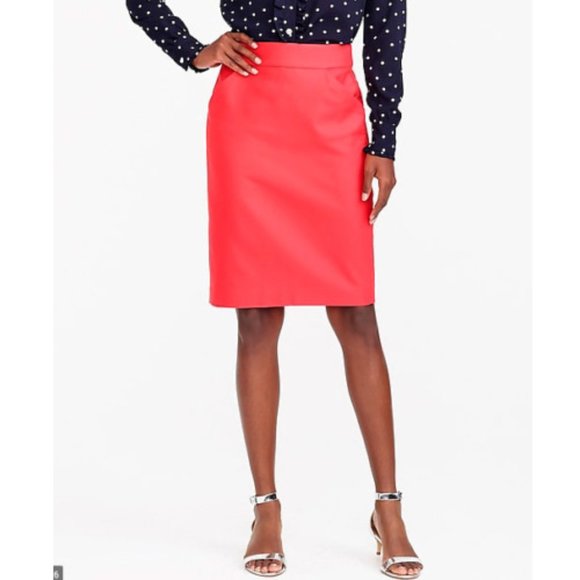 J. Crew Women Pencil Skirt in Double Serge Coral Pink Small 4